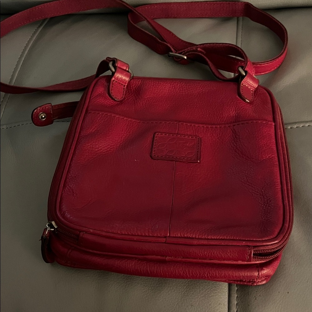 Fossil Deep Red Leather Crossbody  Messenger Bag - Picture 15 of 16